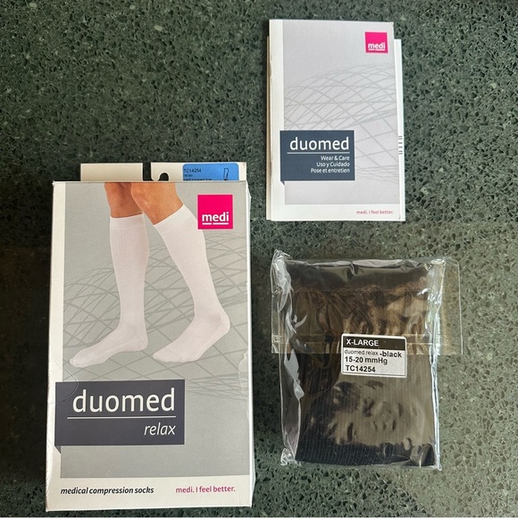 Medi duomed Relax Compression Socks Black 15-20 mmHg Calf Closed Toe XL NEW - Picture 1 of 6